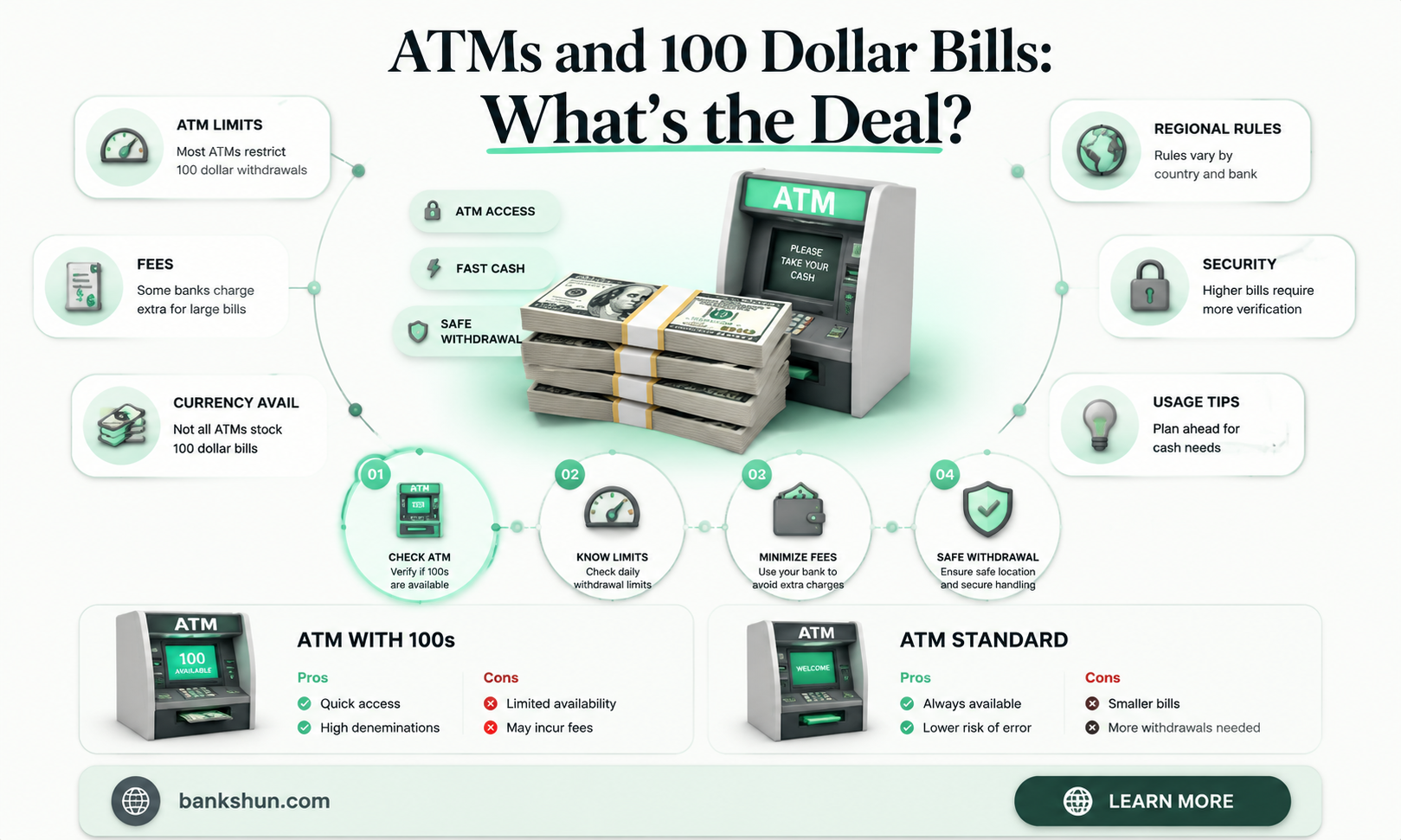 do bank atms give 100 dollar bills