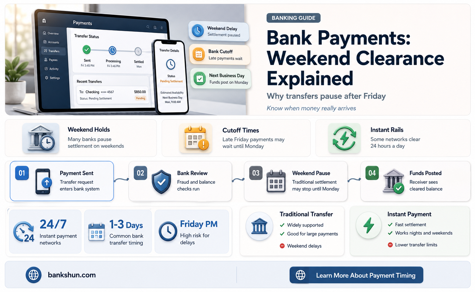 do bank payments clear on a saturday