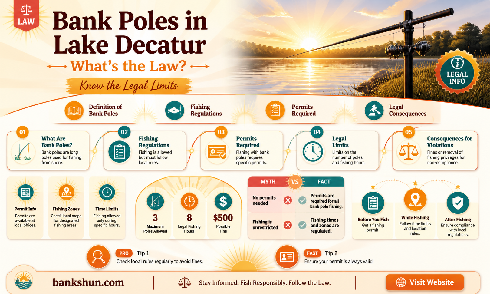 are bank poles legal in lake decatur