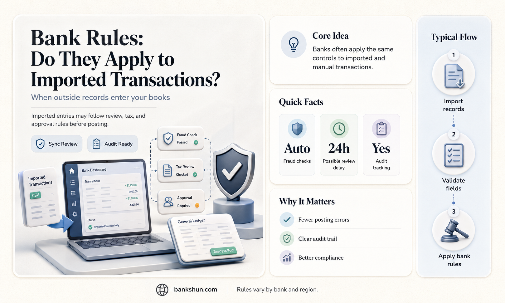 do bank rules apply to imported transactions