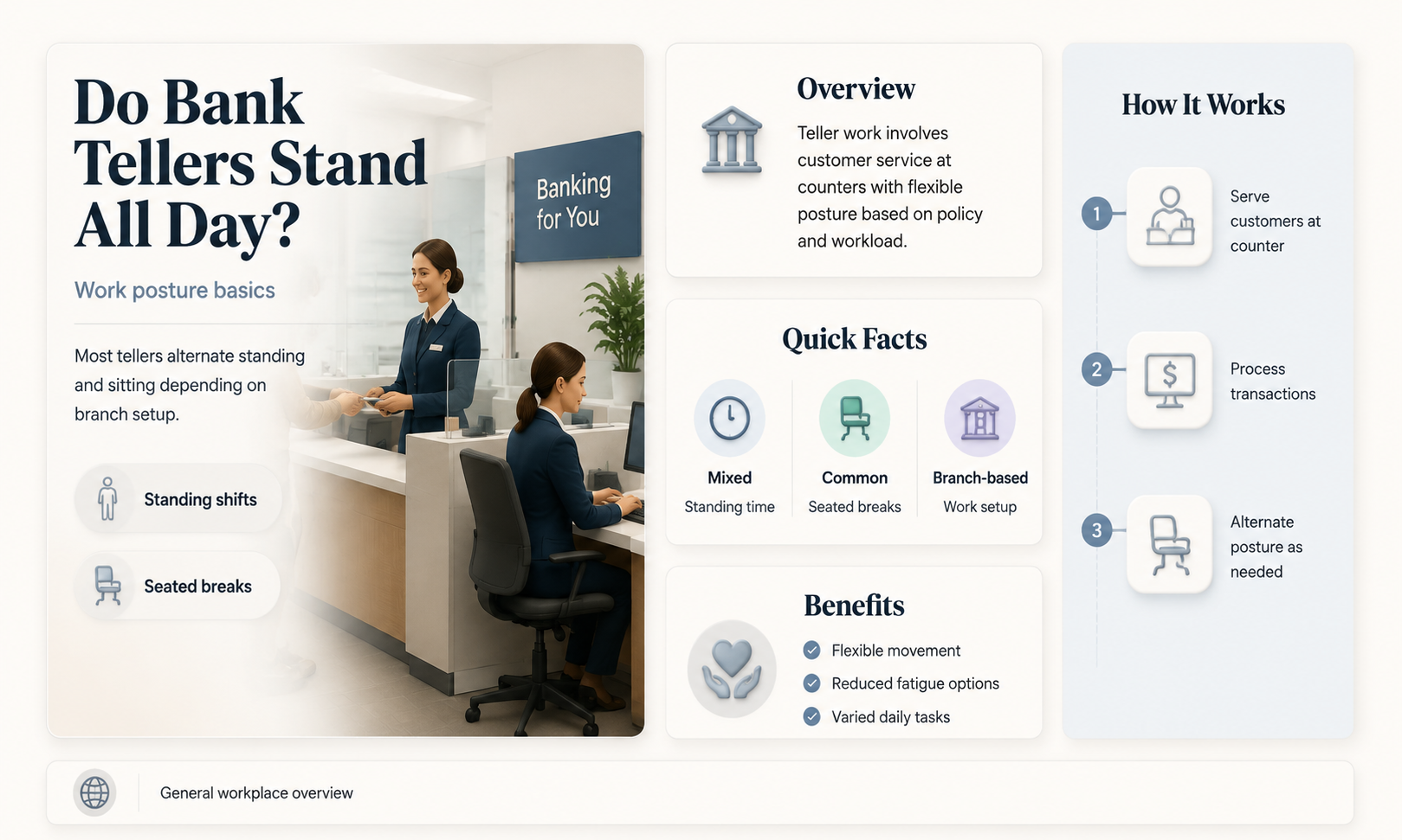 do bank tellers stand for whole shift