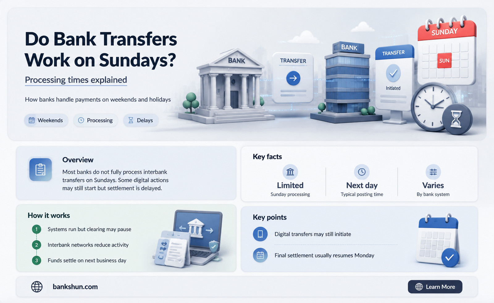 do bank transactions go through on sunday