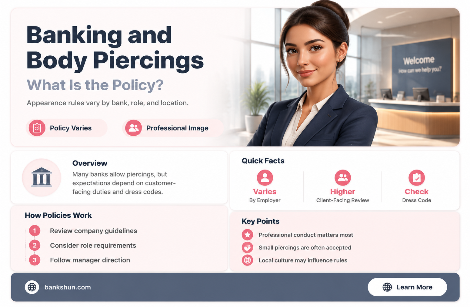do banks make you take out piercings