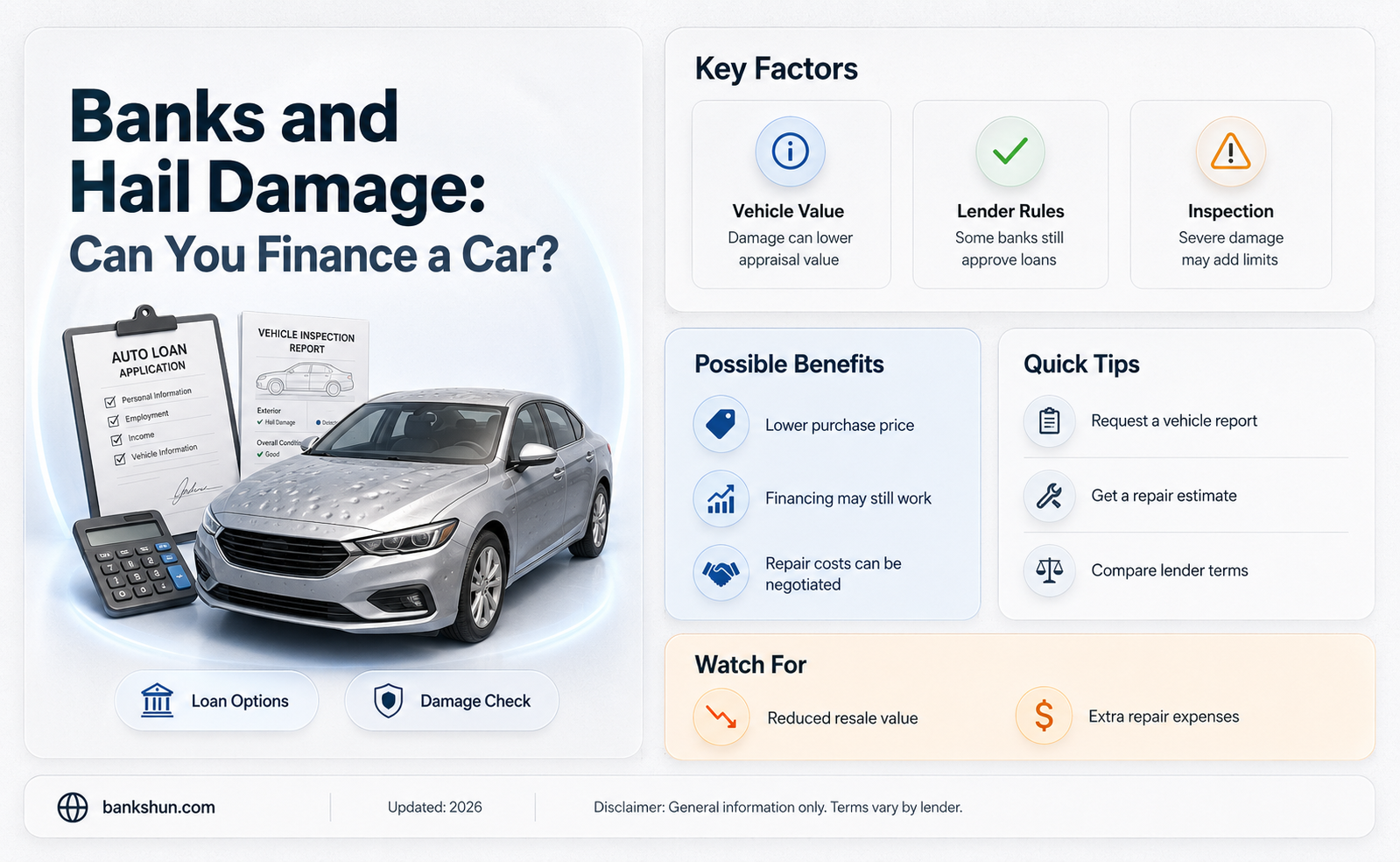 do banks finance cars with hail damages