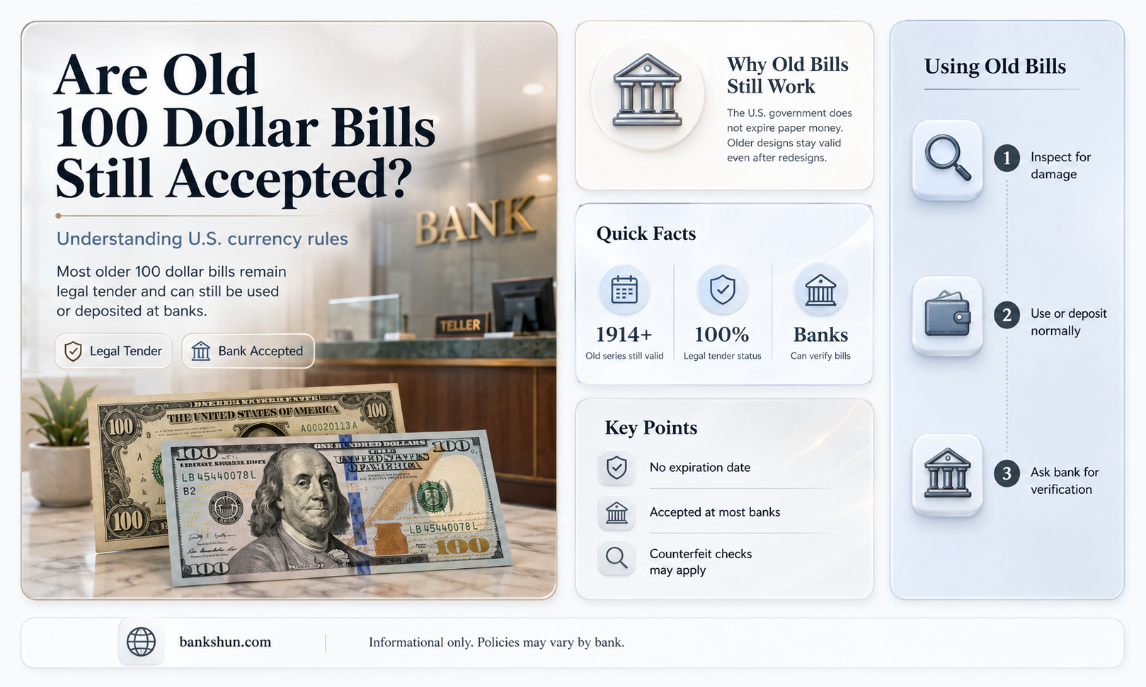 do banks accept old 100 dollar bills