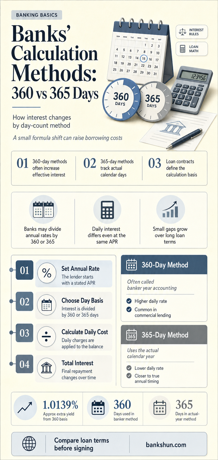 do banks calculate on 360 or 365