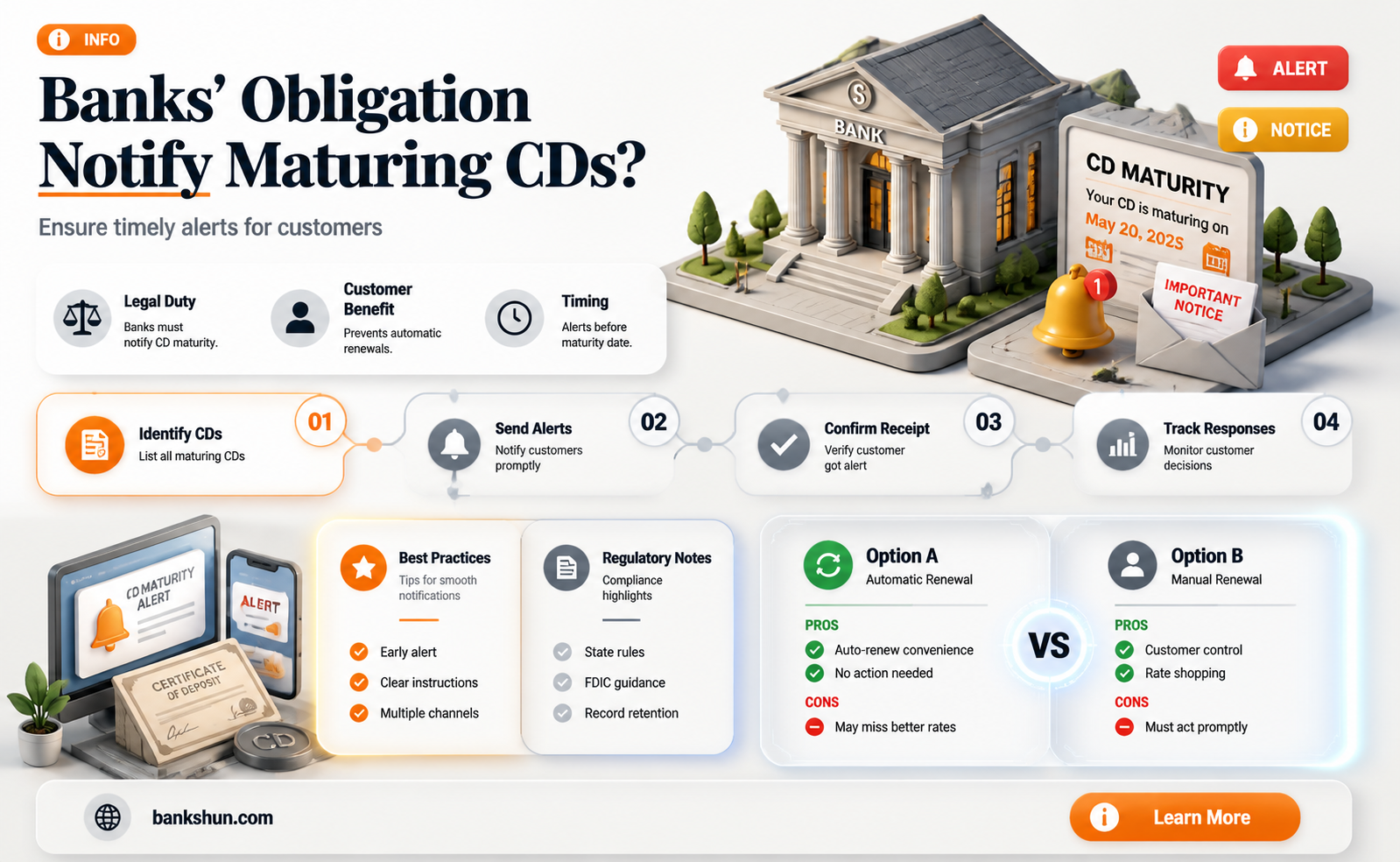 are banks required to notify amaturing cd