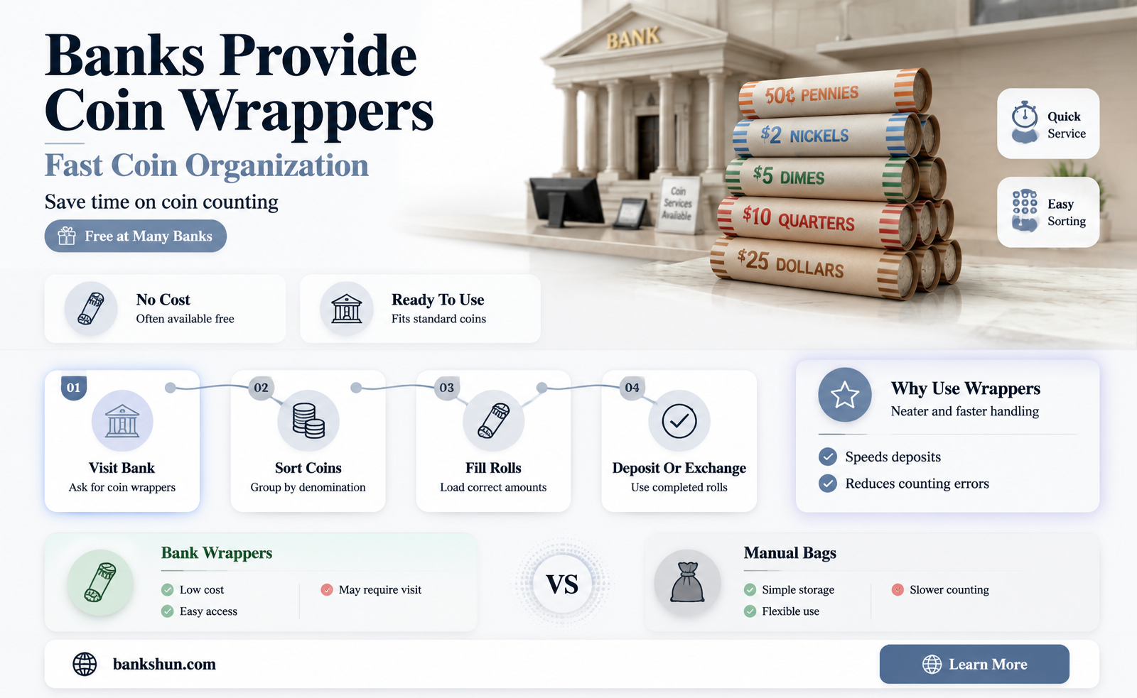 do banks provide rolling material for coins
