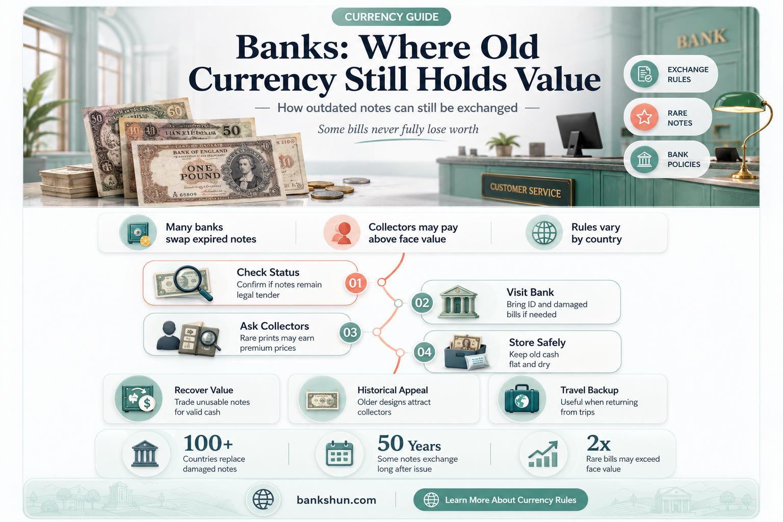 do banks accept old coins and notes