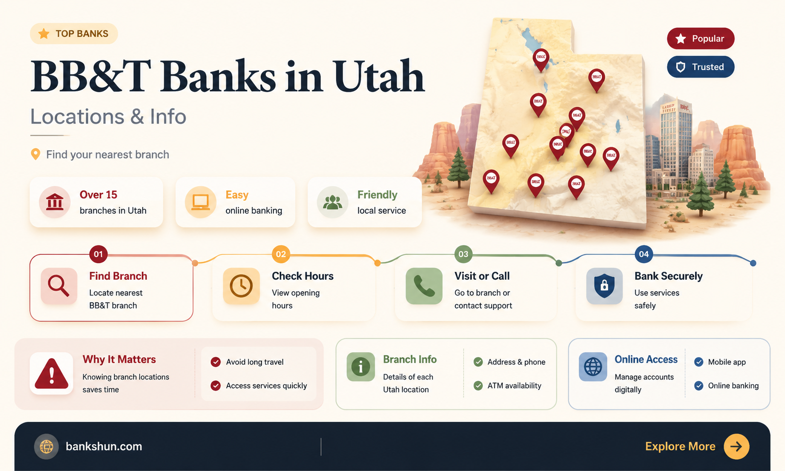 are there bb&t banks in utah