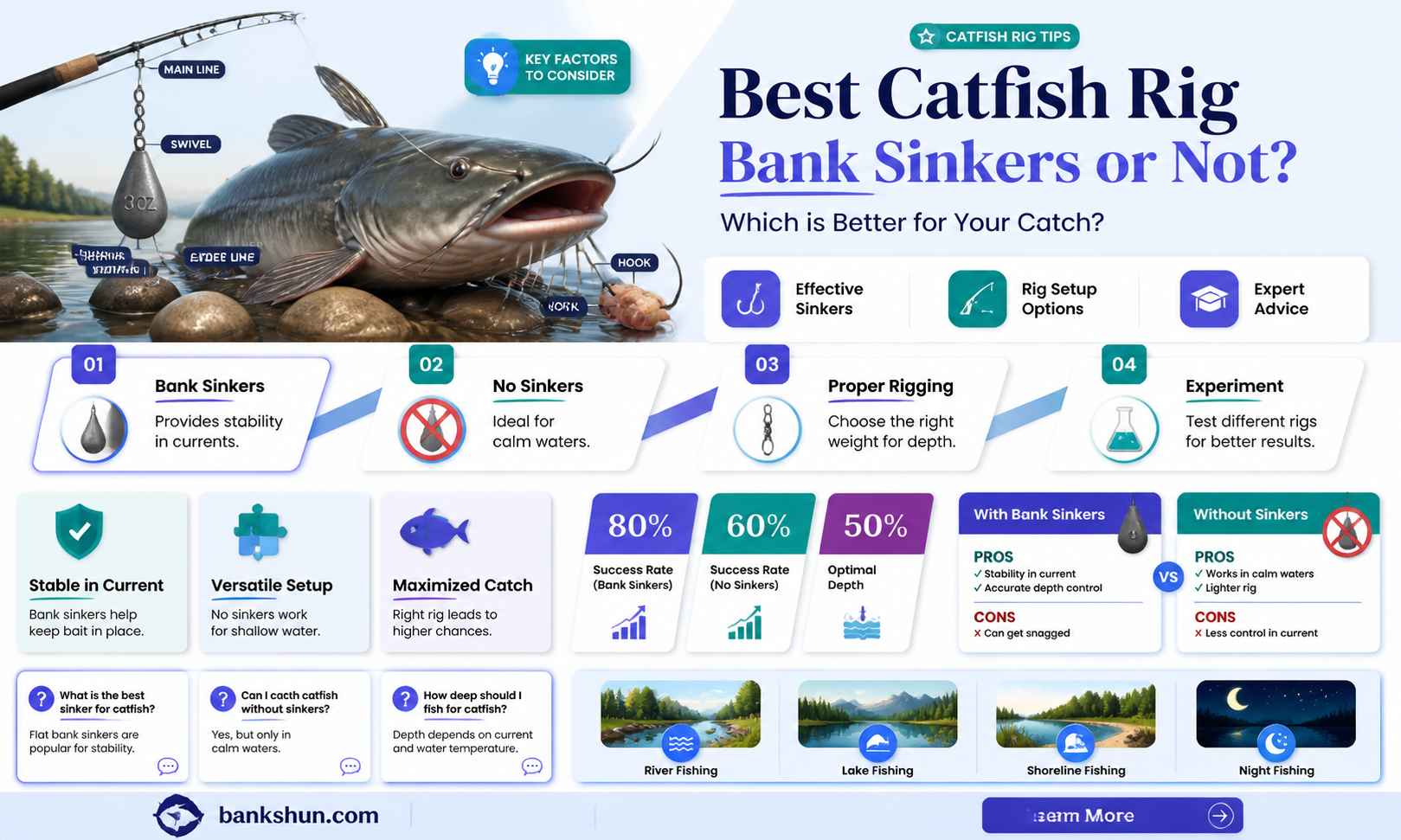 are bank sinkers good for fishing catfish