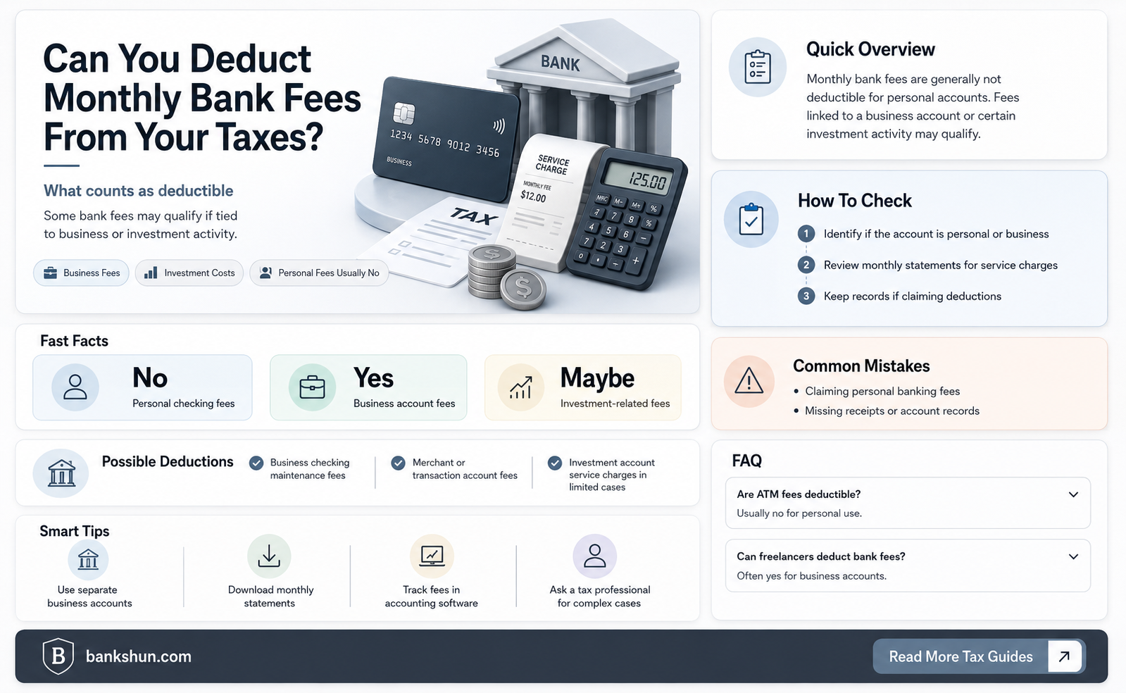 are monthly bank maintenance fees tax deductible