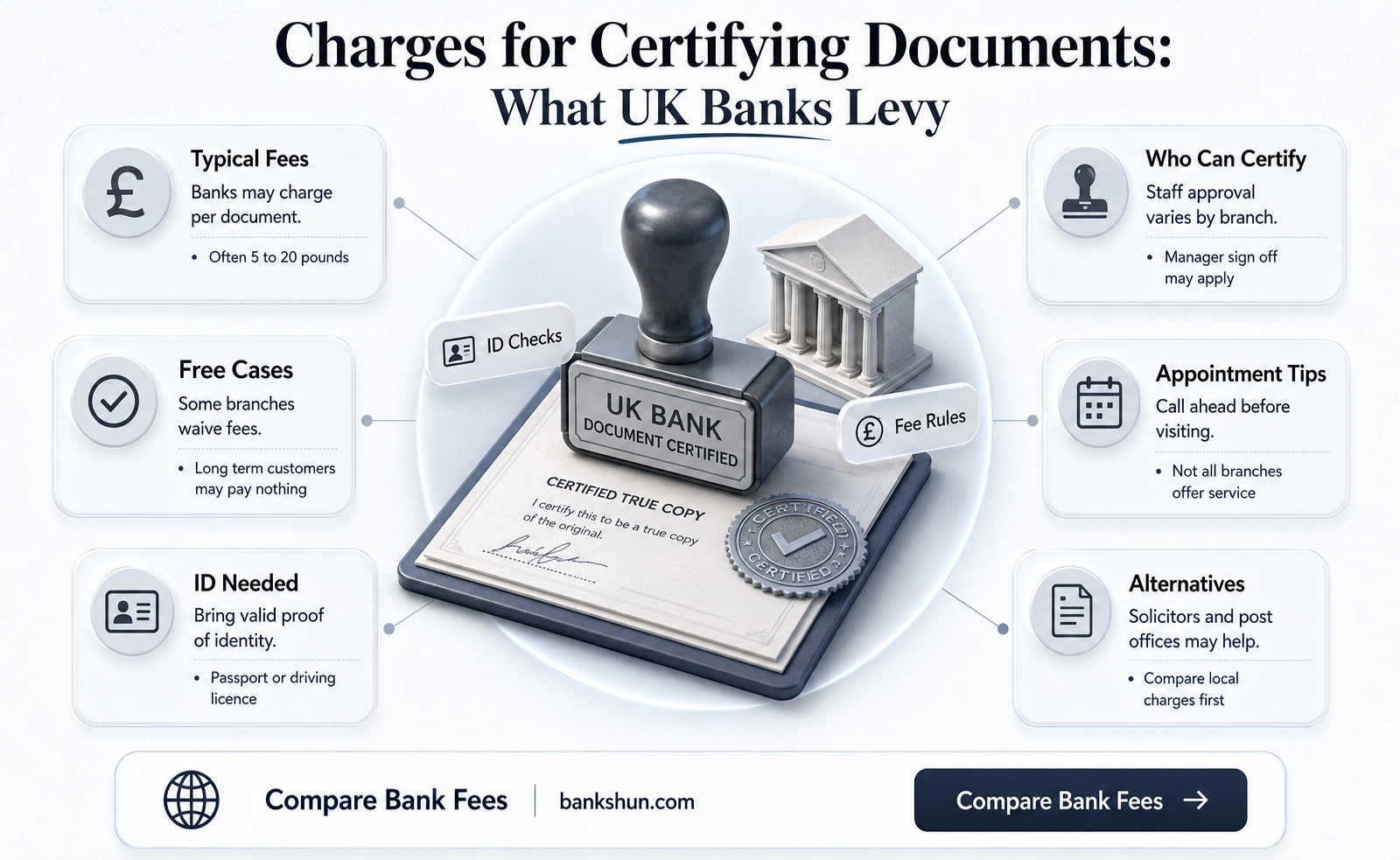 do banks charge to certify documents uk