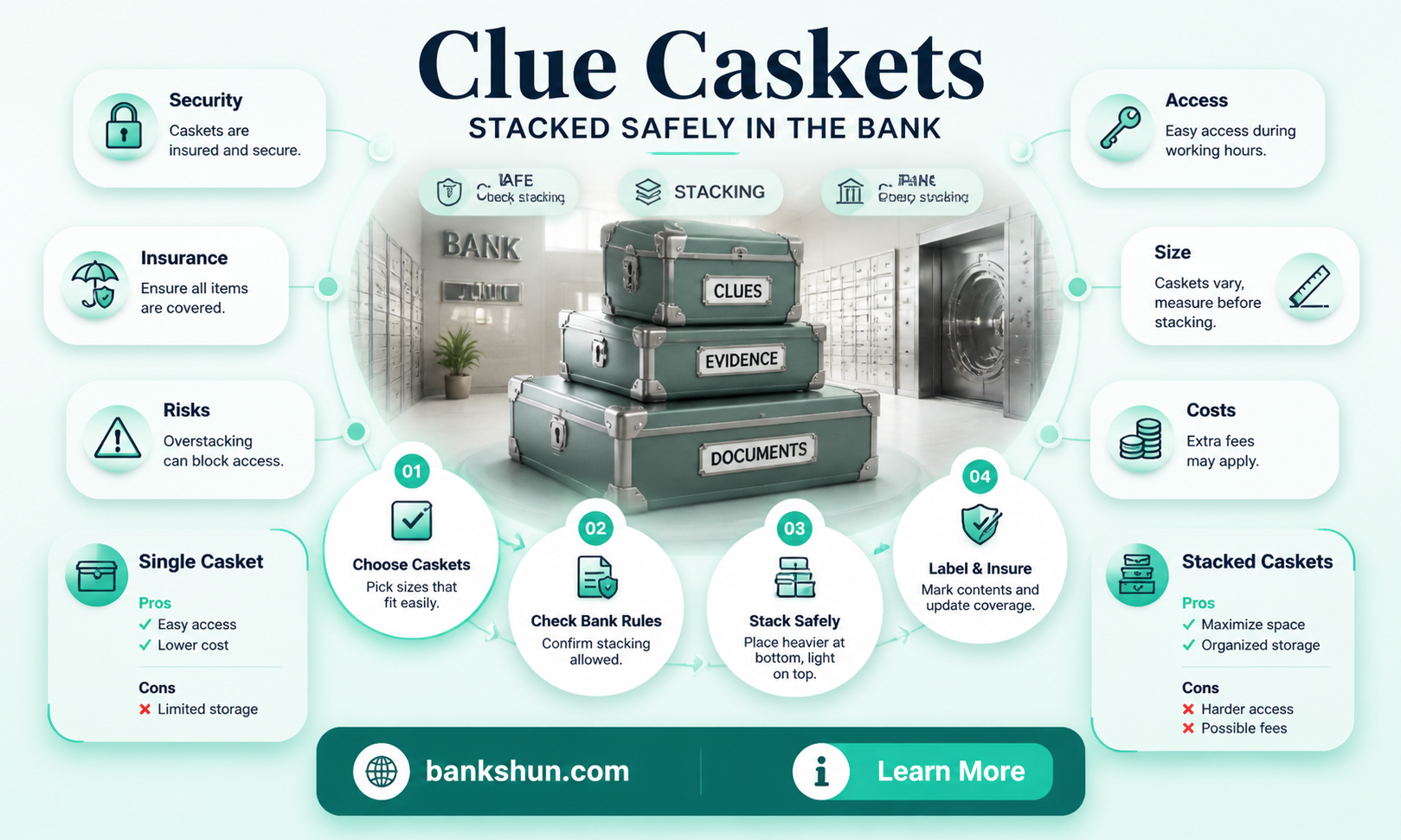 are clue caskets stackable in the bank