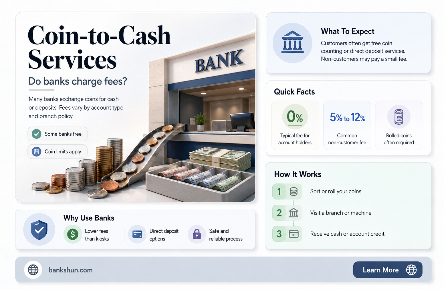do banks cash in coins for free