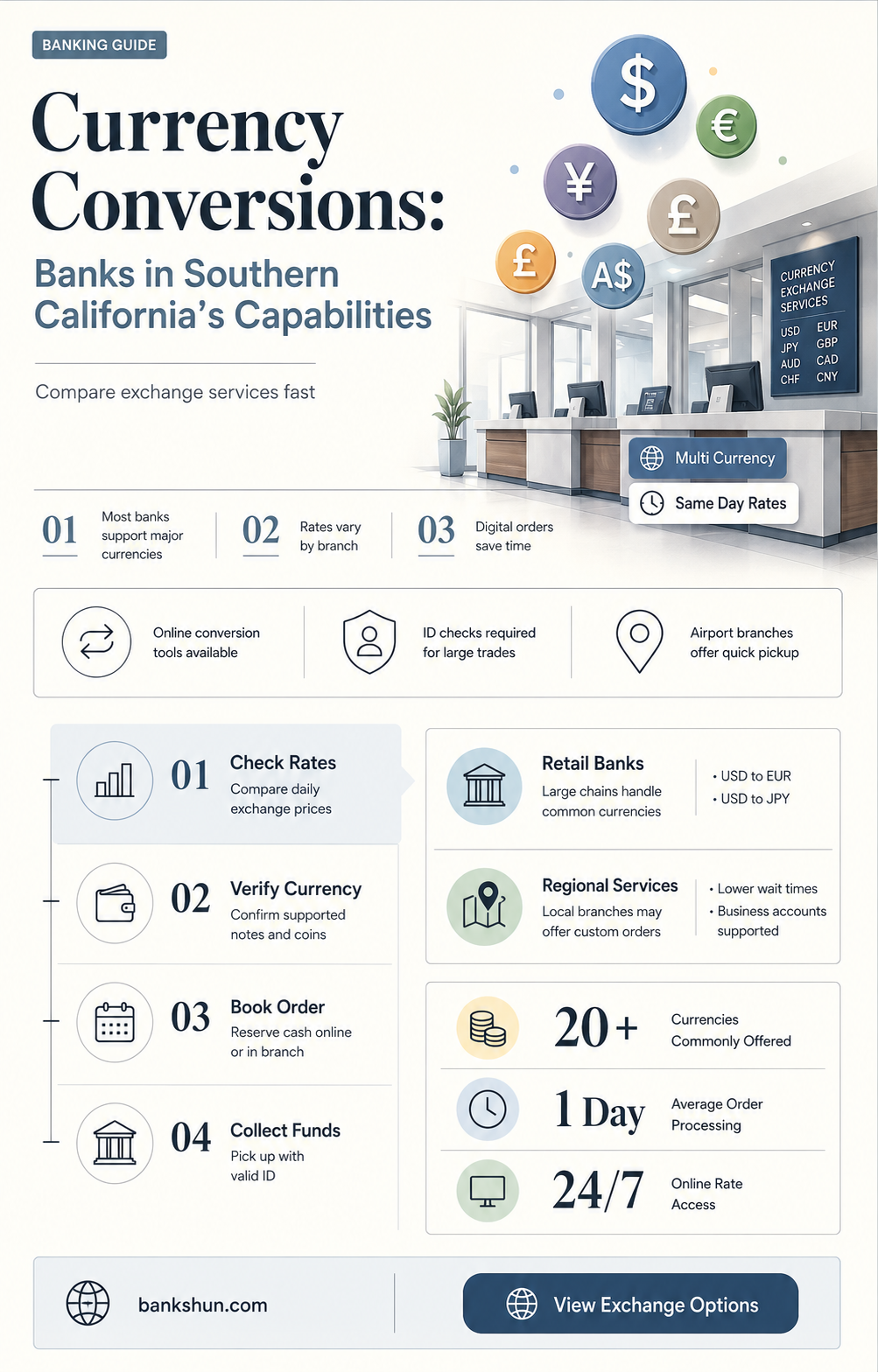 do banks convert currency in south california