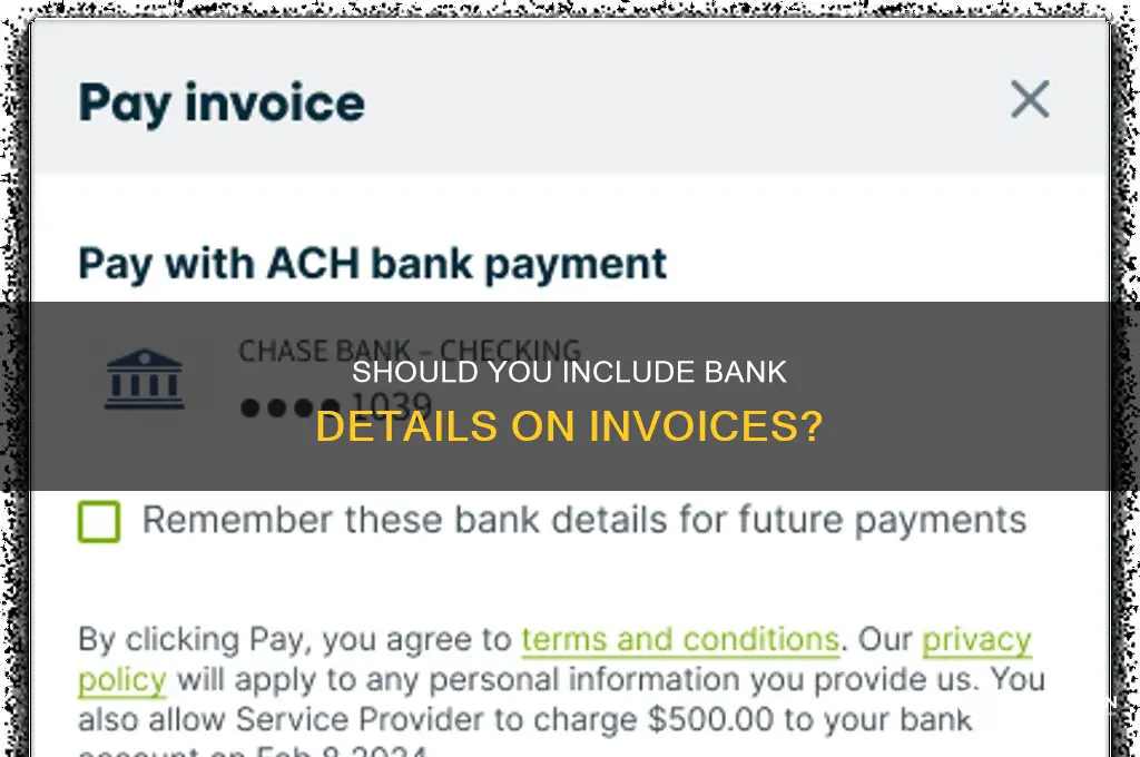 do i put bank details on invoice