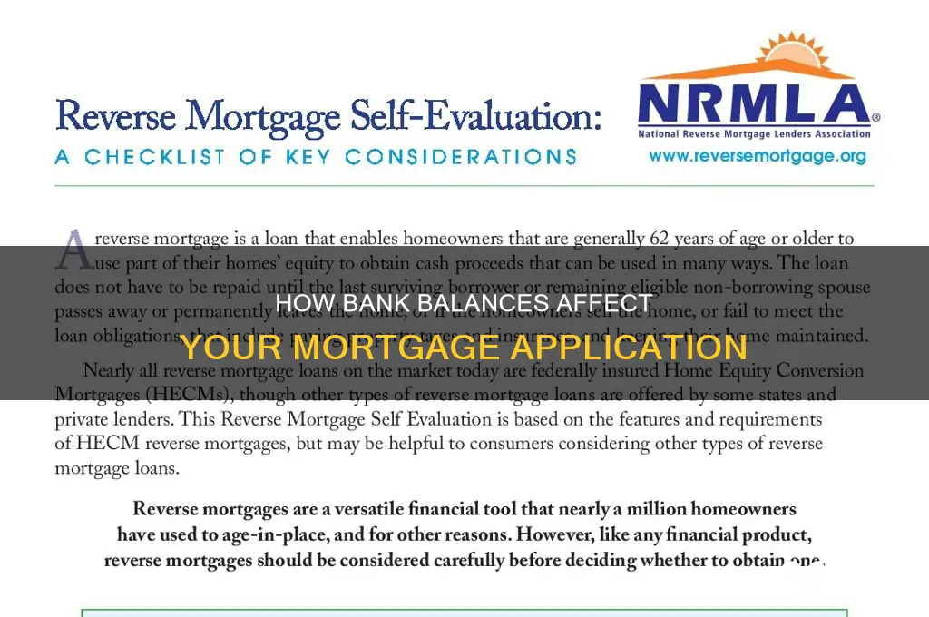 do mortage lender care about bank balances