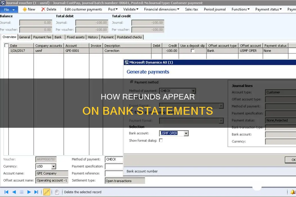 do refunds show up on bank transactions
