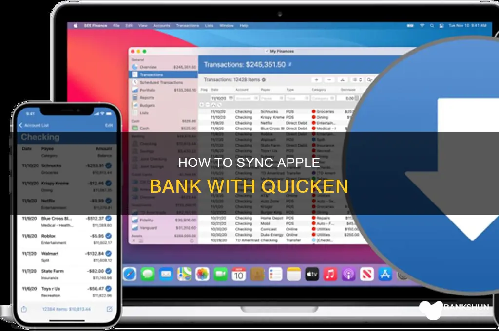 does apple bank down load into quicken