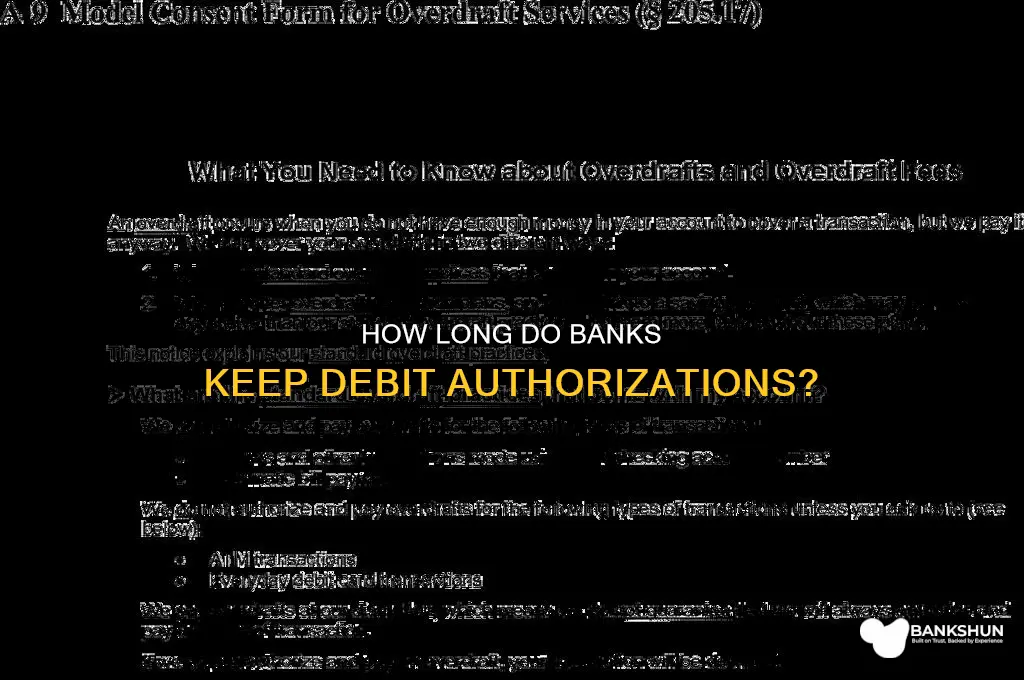 does bank have to keep debit authorization