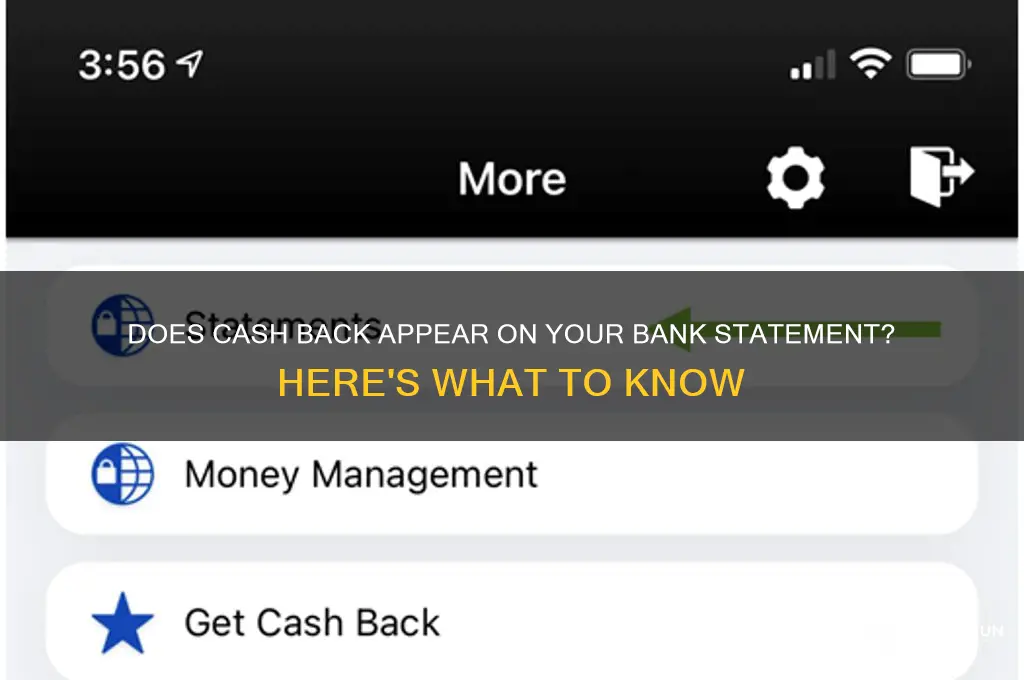 does cash back show on bank statment