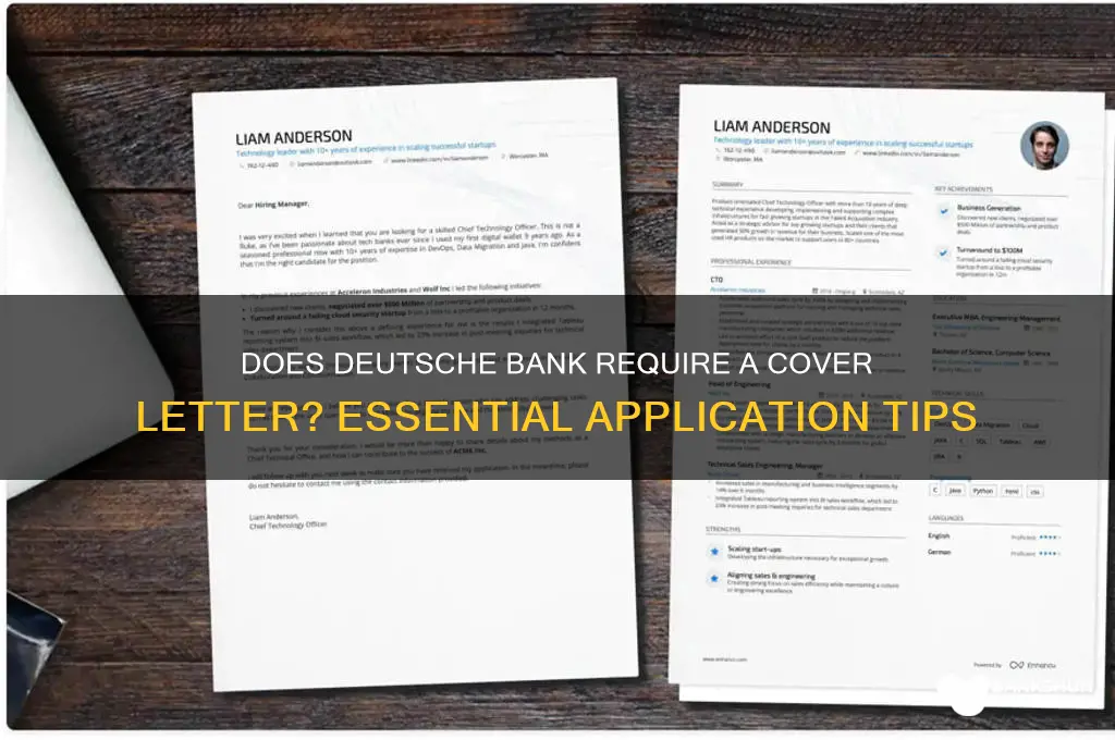 does deutsche bank need a cover letter