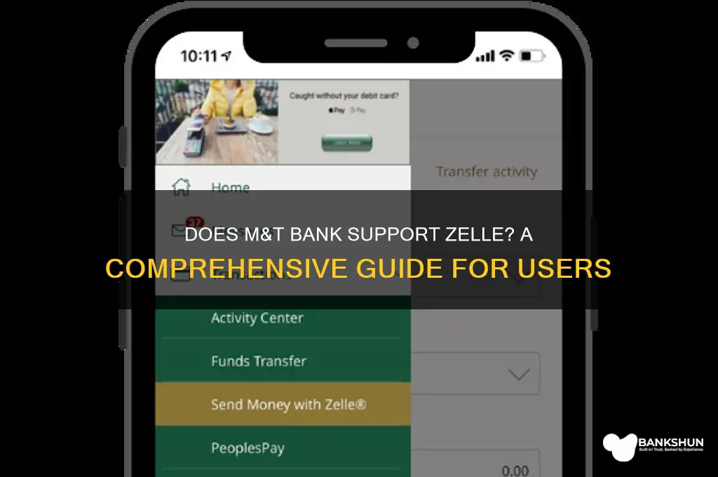 does m and t bank do zelle