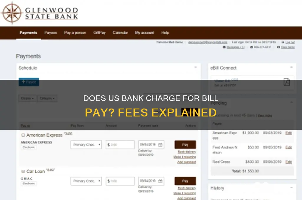 does us bank charge for bill pay