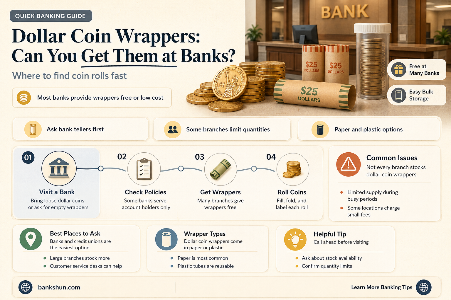 do banks carry coin wrappers for dollar