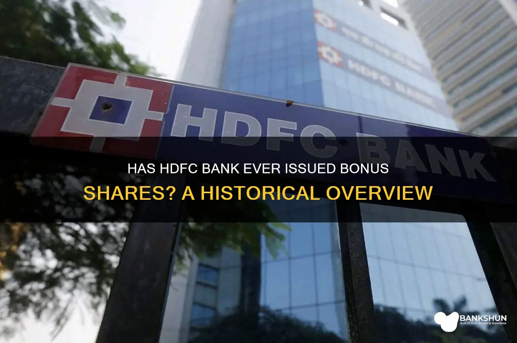 has hdfc bank ever issued bonus shares