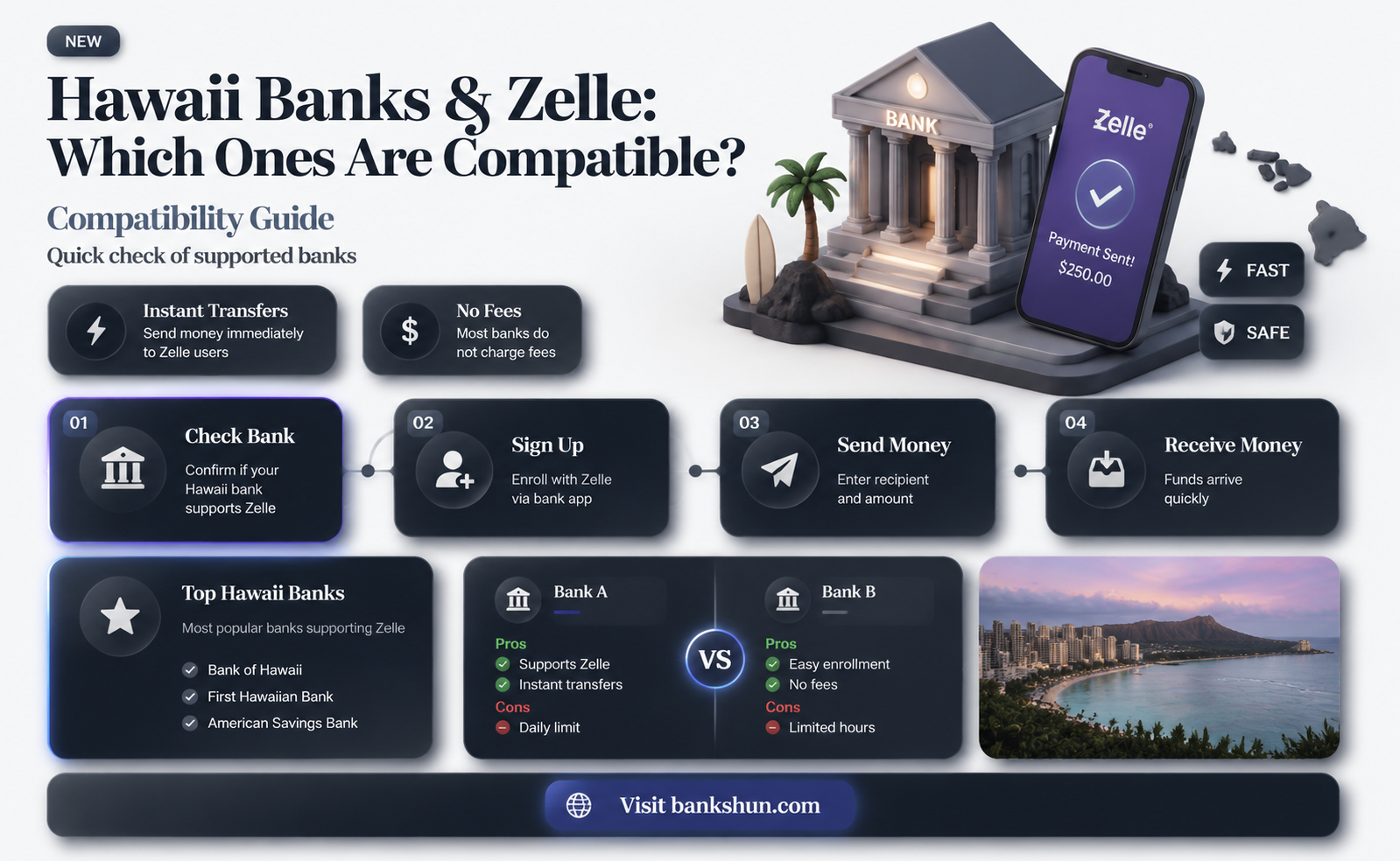 do any banks in hawaii have zelle