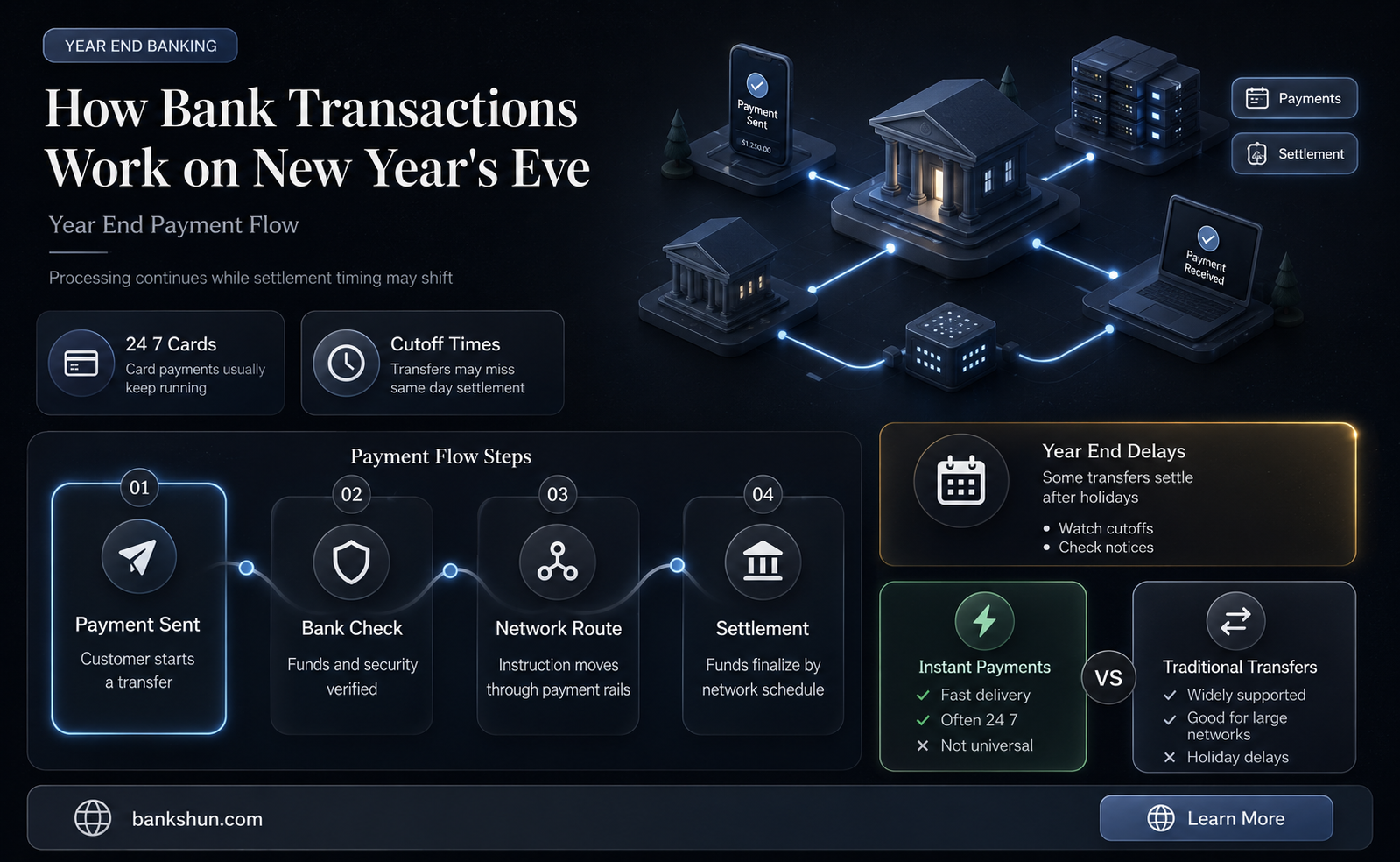 do banks post transactions on mew years