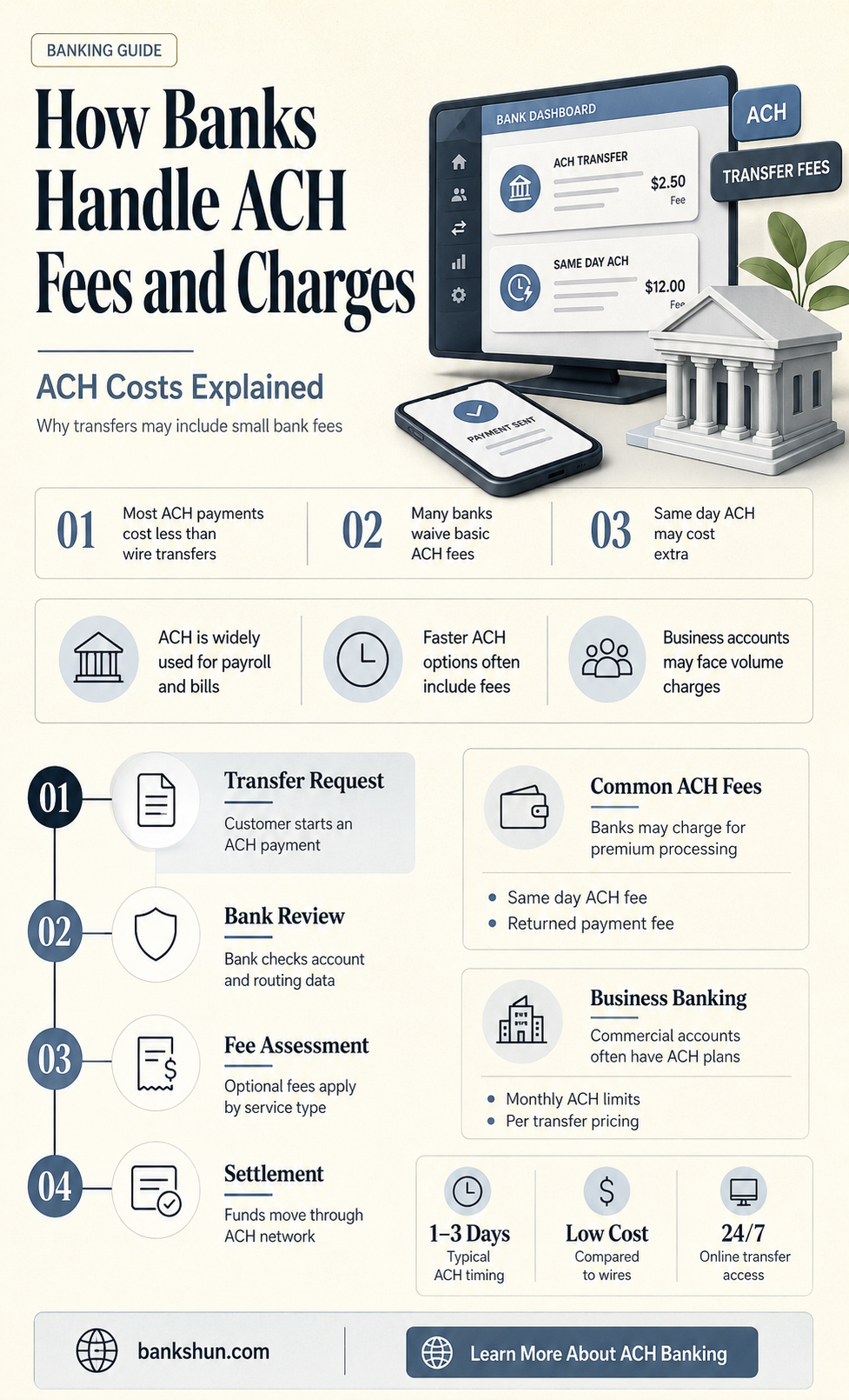 do banks charge you to receive achs