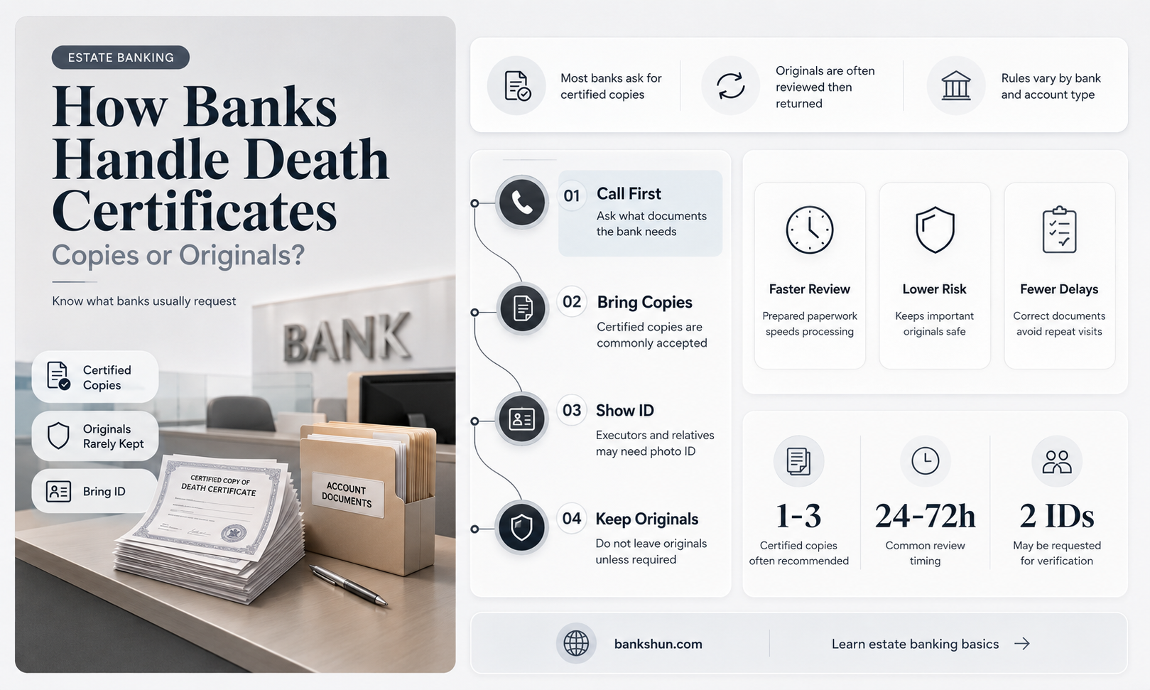 do banks accept copies of death certificates