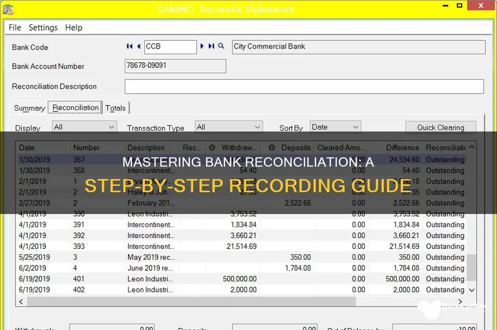 how do you record a bank reconciliation