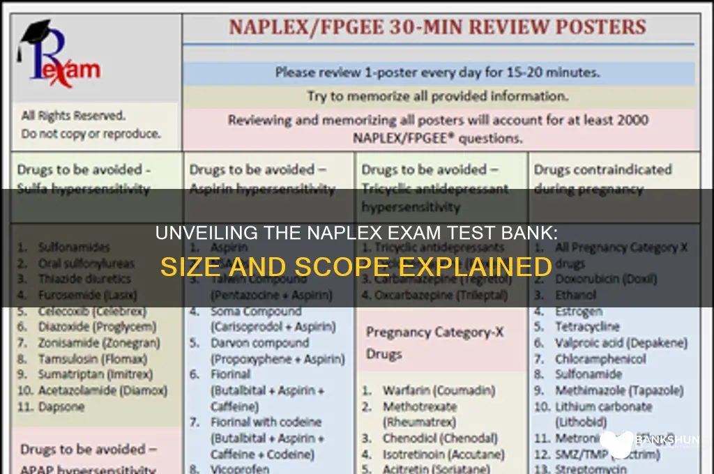 how large is naplex exam test bank
