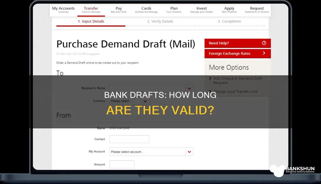 how long are bank drafts good for