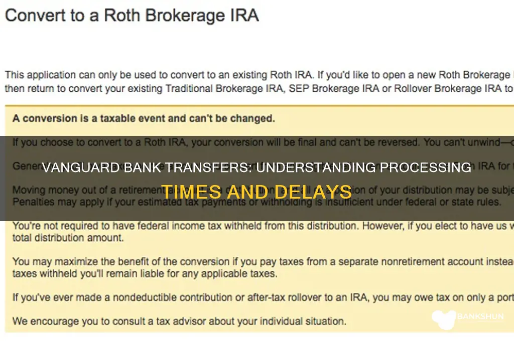 how long do vanguard bank transfers take