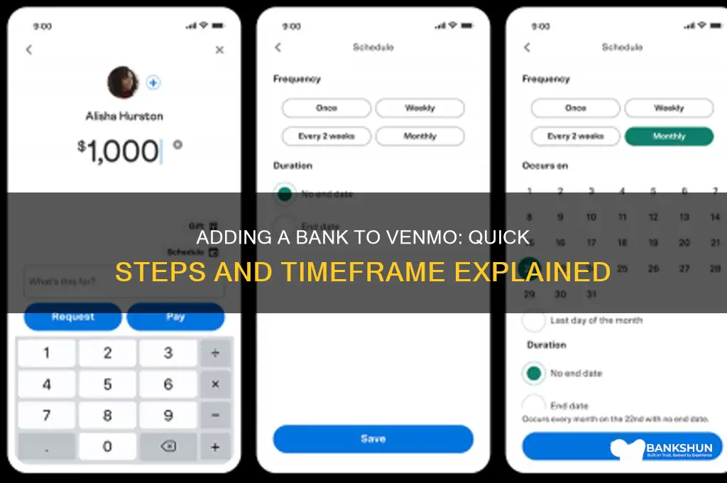 how long to add bank to venmo