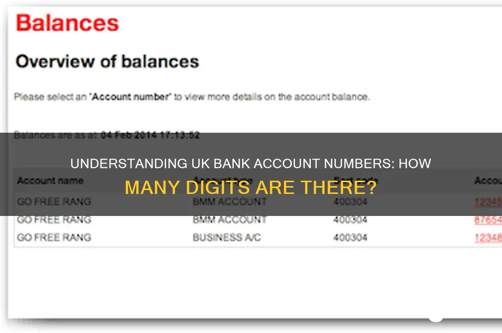 how many nuymbers on uk bank acct