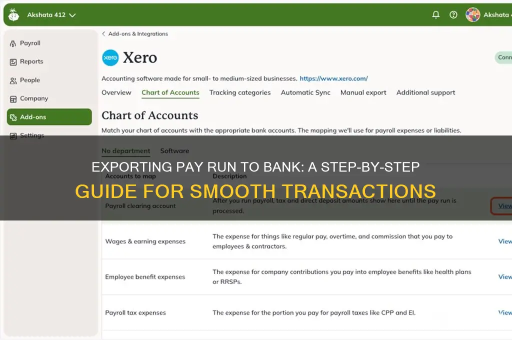 how ta export pay run to bank