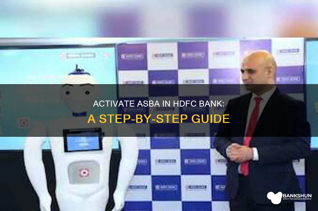 how to activate asba in hdfc bank