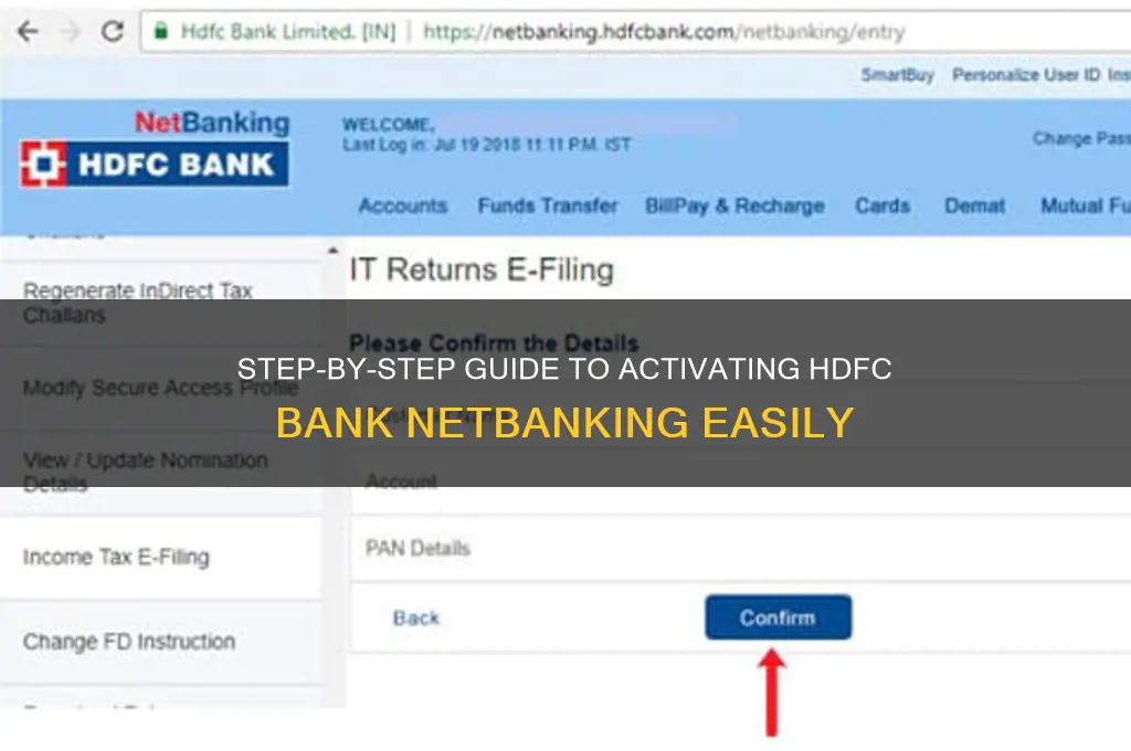 how to activate netbanking in hdfc bank