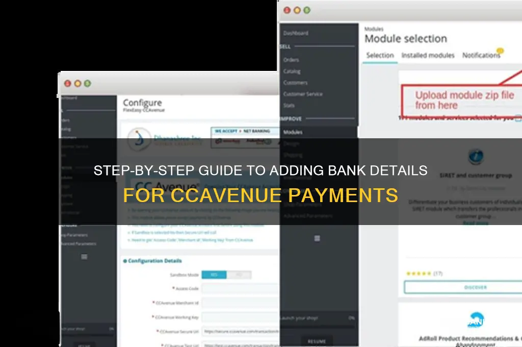 how to add bank details for ccavanue