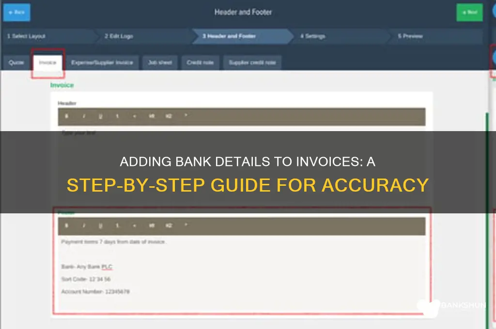 how to add bank details in invoice