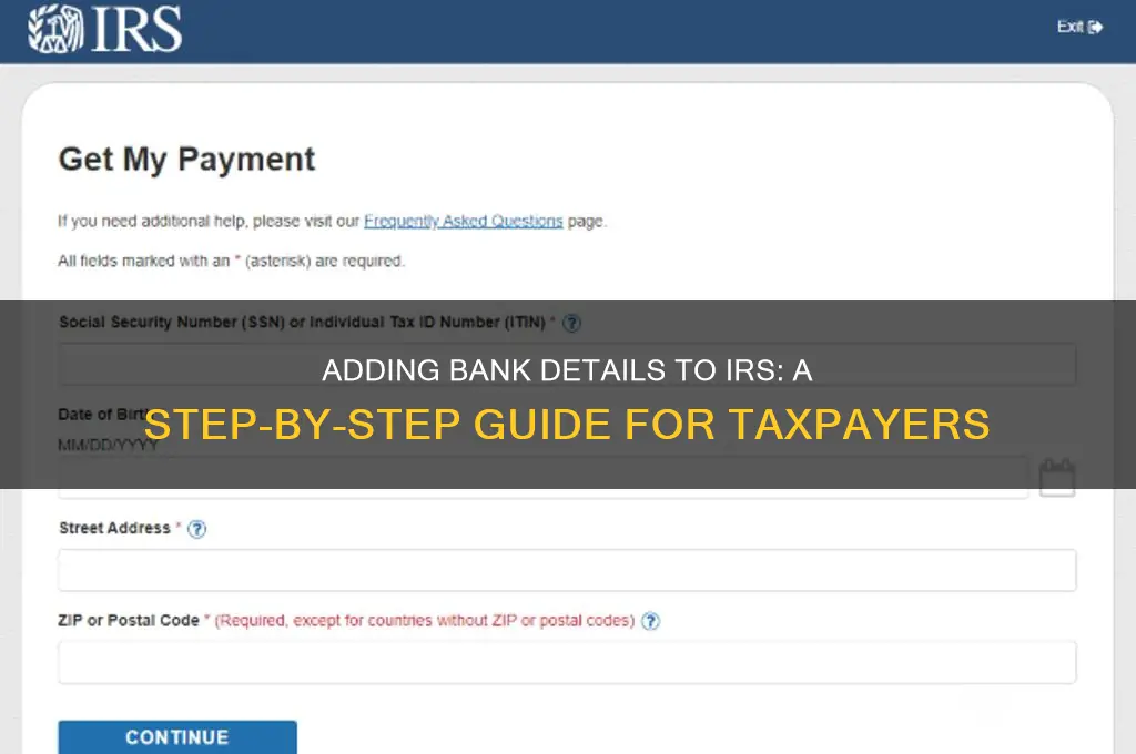 how to add bank details to irs