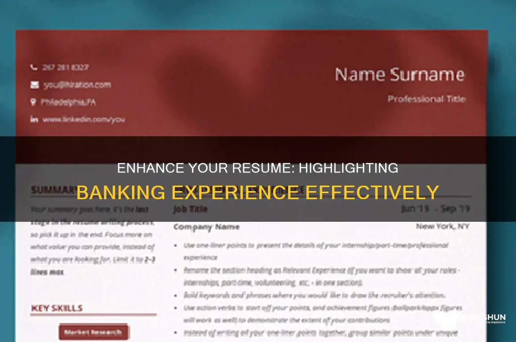 how to add banking experience in resume