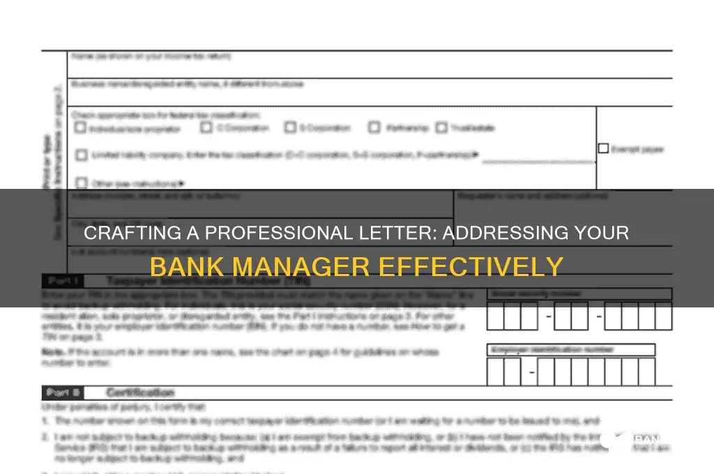 how to address bank manager in letter