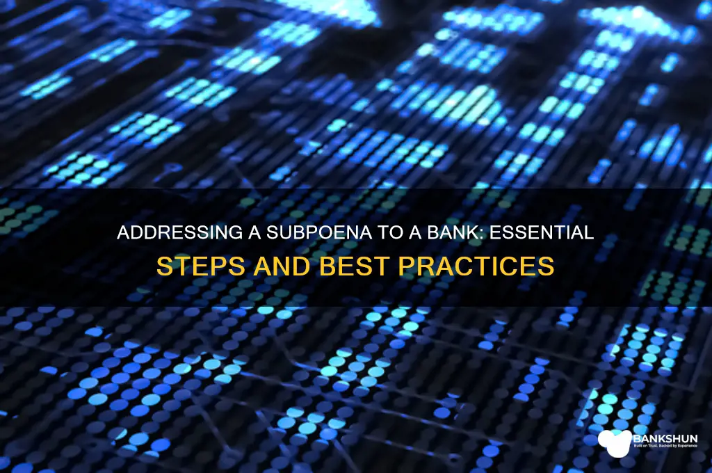 how to addresss the subpoena to bank
